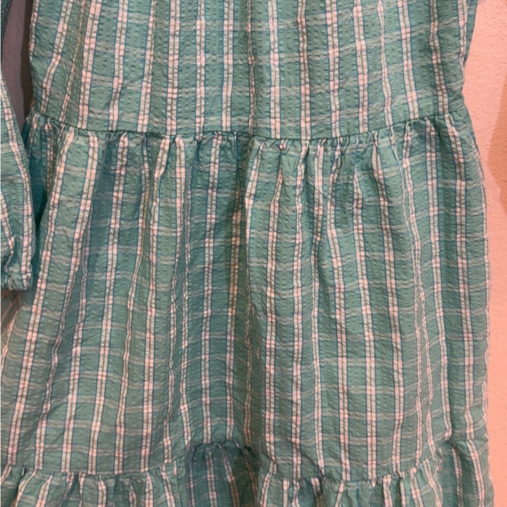 NWT J. Crew Blue and White Plaid Long Sleeve Dress - Picture 3 of 13